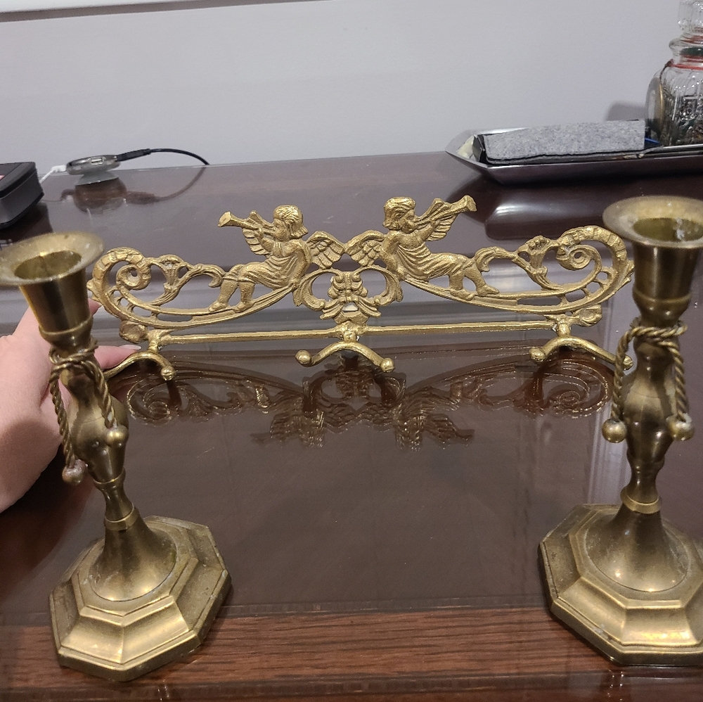 BRASS Candle Stick Holders And Coat/towel Rack.